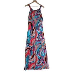 Escapada Living Alice Maxi Dress Cover Up S‎ Coral Aqua Blue Pink